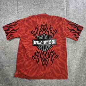 Harley-Davidson Men's Red Flame AOP Button Shirt Size XL